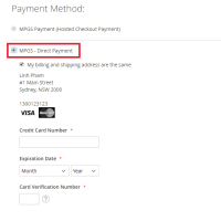 Direct Payment credit card form on magento checkout page