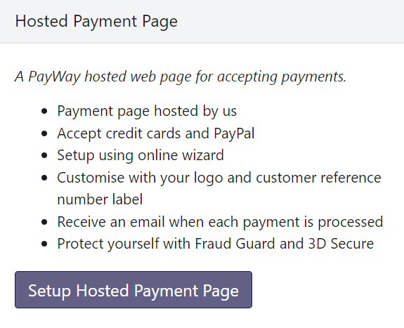 Payway Hosted Payment Page setup
