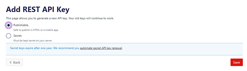 Payway Secret or Publishable Key